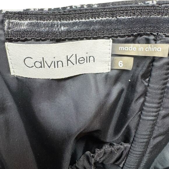 Calvin Klein Strapless Geometric Print Gown Black White Silver 6 - Picture 6 of 6